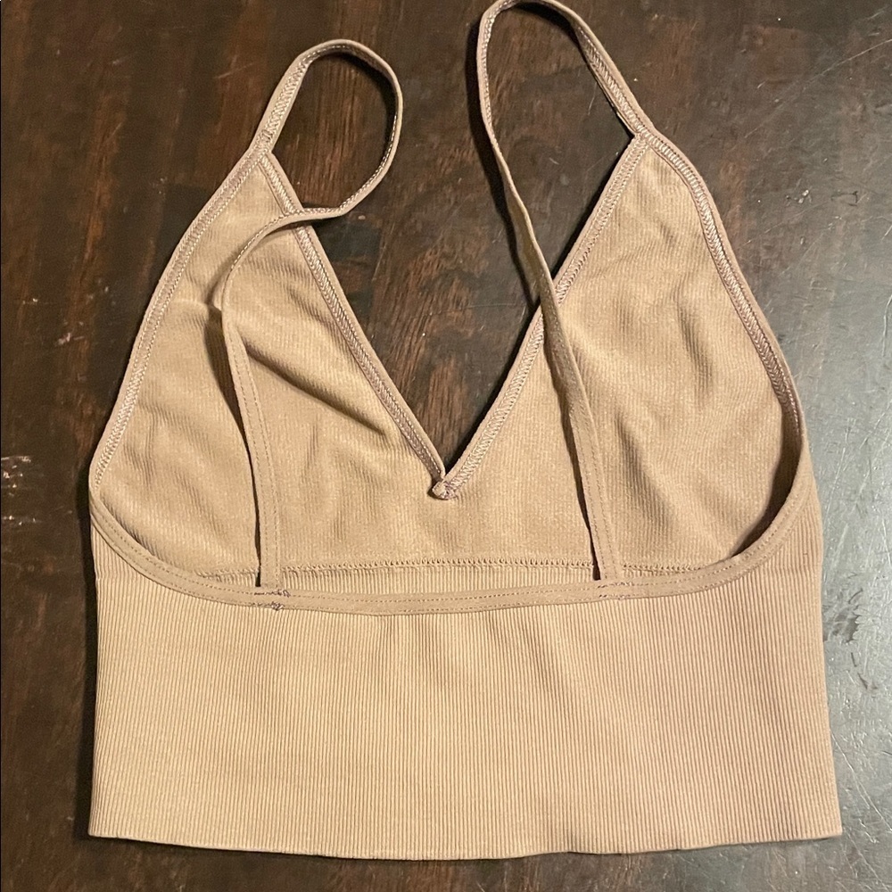Free People Tan and baby blue V-Neck Crop Top bralette bundle - Picture 3 of 6